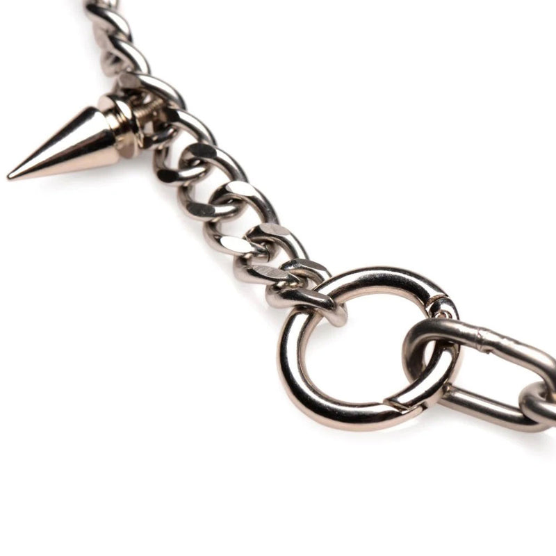 XR Brands Punk Spiked Necklace Silver