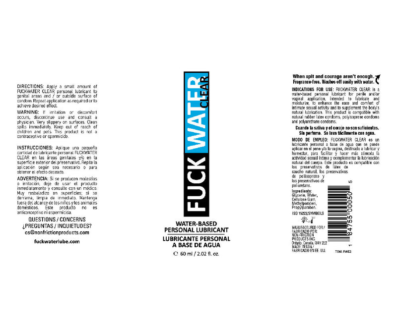 Fuck Water Fuck Water Clear 2oz Water Based Lubricant