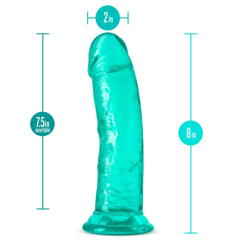 B Yours Plus Roar Ride Realistic Teal 8-Inch Long Dildo With Suction Cup Base