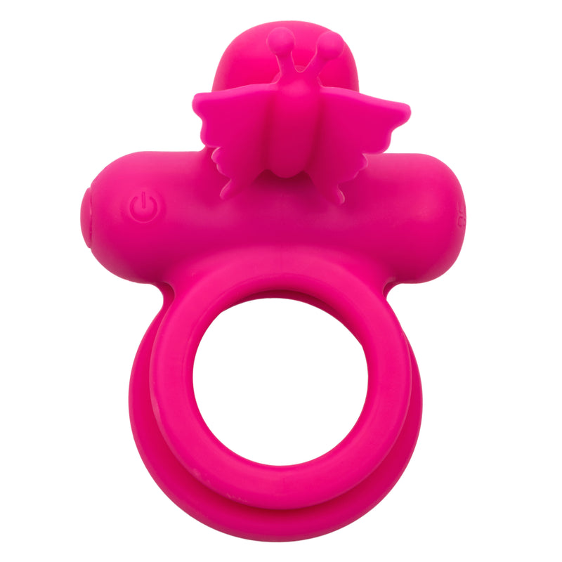 CalExotics Silicone Rechargeable Dual Butterfly Ring - Pink