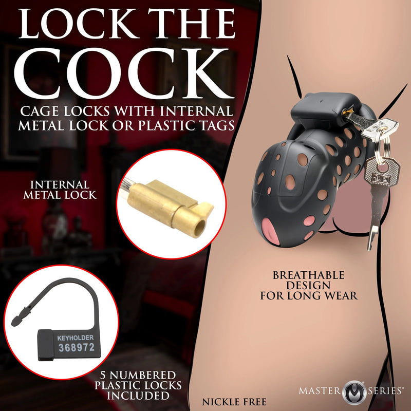 XR Brands Lock Down Chastity Cage - Black