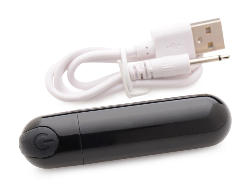 XR Brands 10x Rechargeable Vibrating Metallic Bullet - Black
