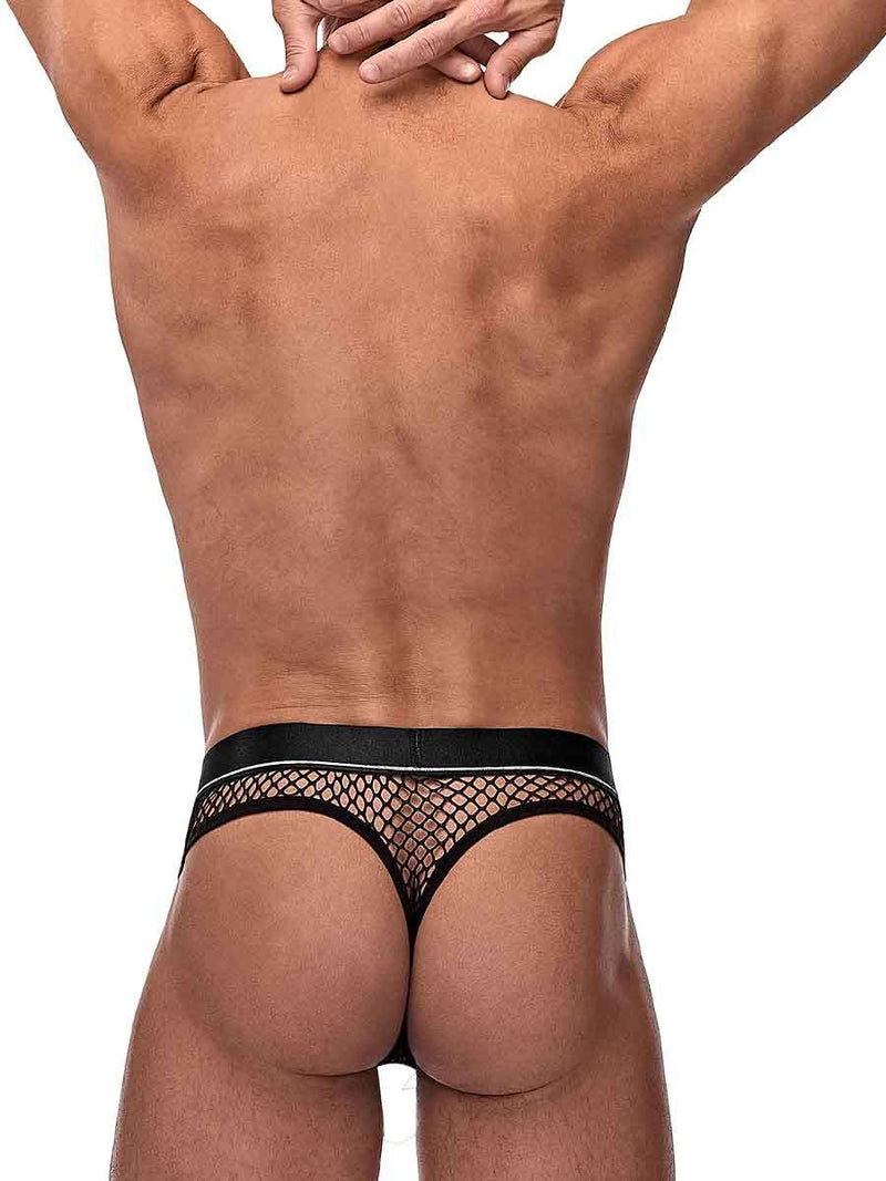 Male Power Cock Pit Net Cock Ring Thong - S/ M - Black