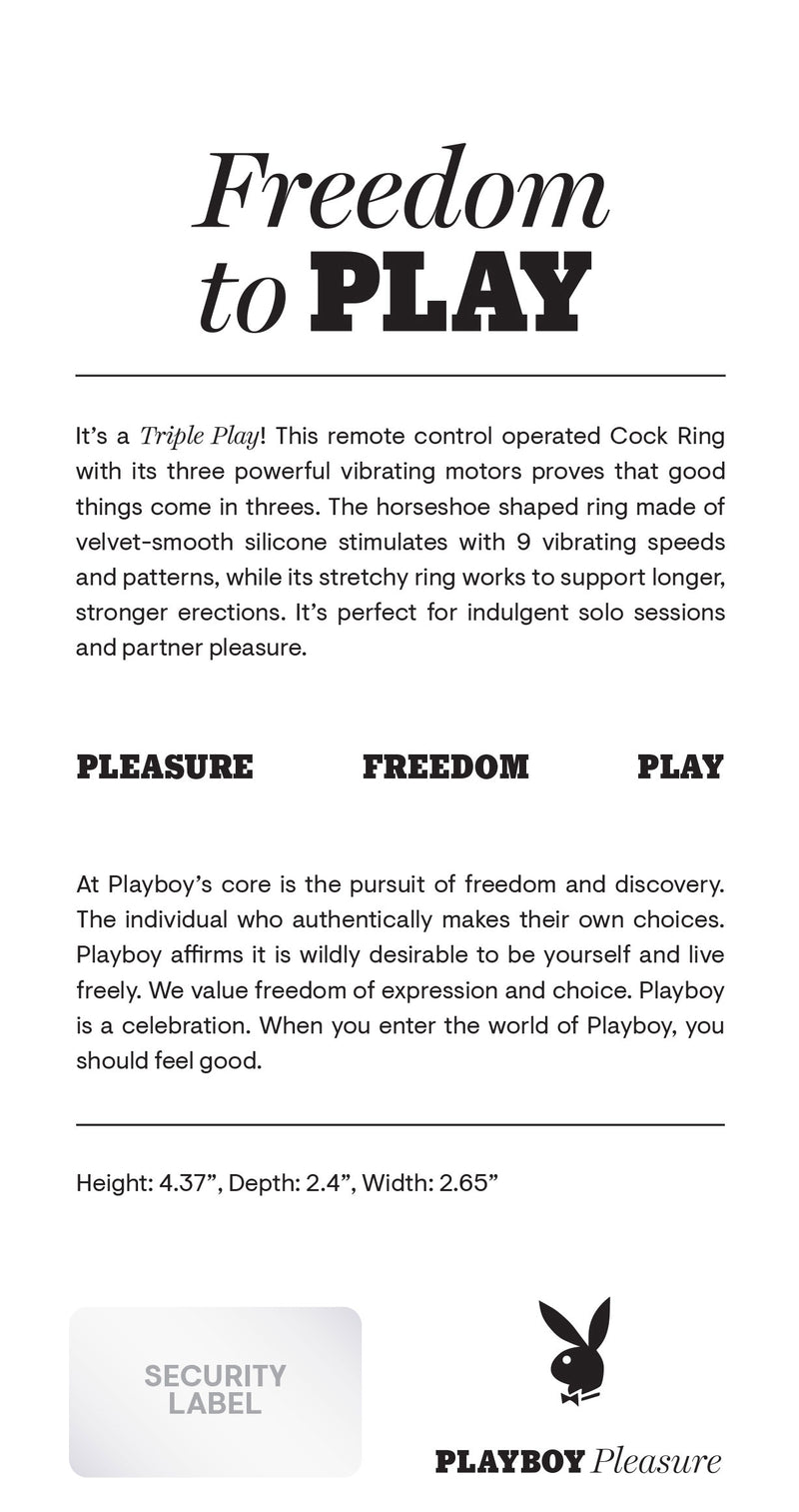 Playboy Pleasure Playboy Pleasure - Triple Play - Cock Ring - Black
