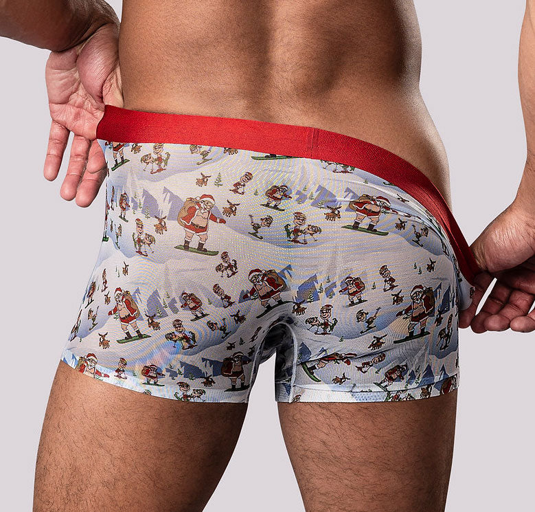Male Power Christmas Trunks Seamless Sheer Short - Medium