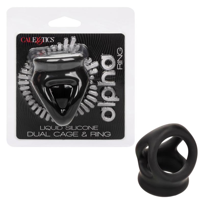 CalExotics Alpha Liquid Silicone Dual Cage and Ring - Black Ring - Black