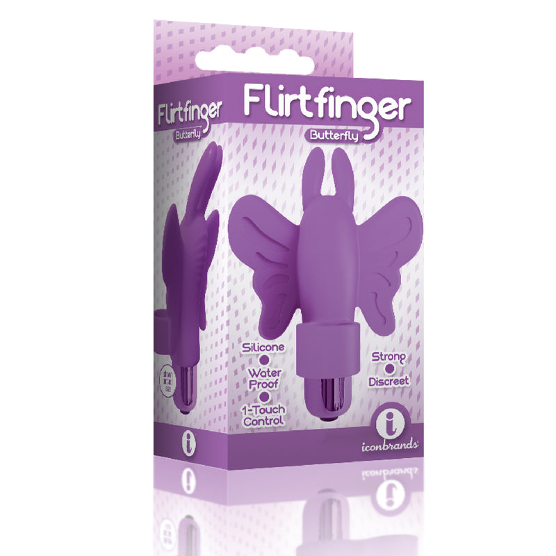 Icon Brands The 9's Flirt Finger Butterfly Finger Vibrator - Purple