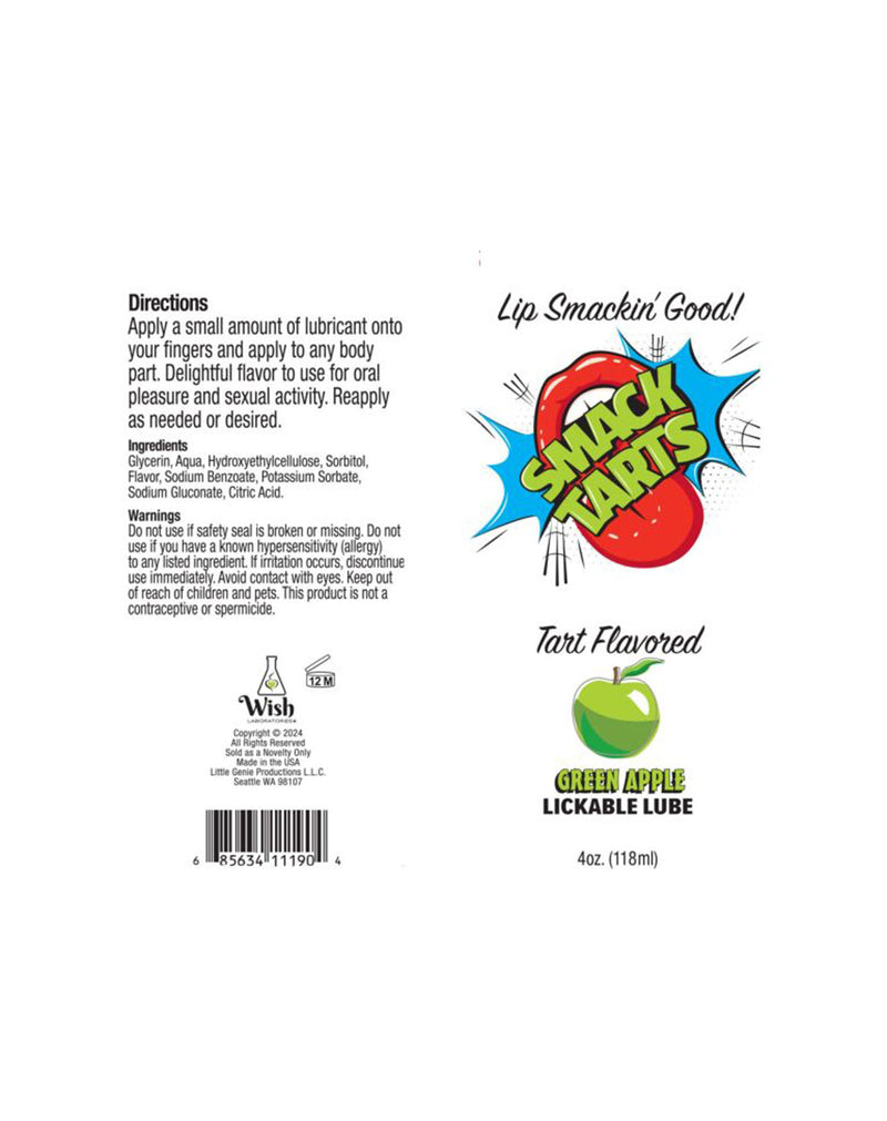 Little Genie Smack Tarts 4oz Lickable Flavored Lubricant - Green Apple