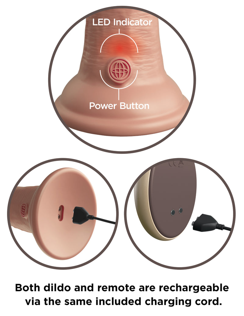 Pipedream King Cock Elite 9 Inch Vibrating Silicone Dual Density Cock With Remote - Light