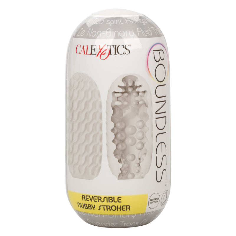 CalExotics Boundless Reversible Nubby Stroker - Clear - Stroker Masturbator - Stroker Sleeve