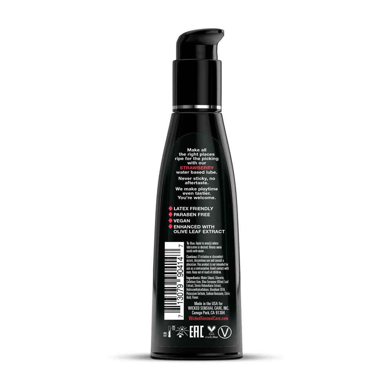 Wicked Sensual Care Aqua Strawberry Flavored Water Based Intimate Lubricant - 4 Fl. Oz.