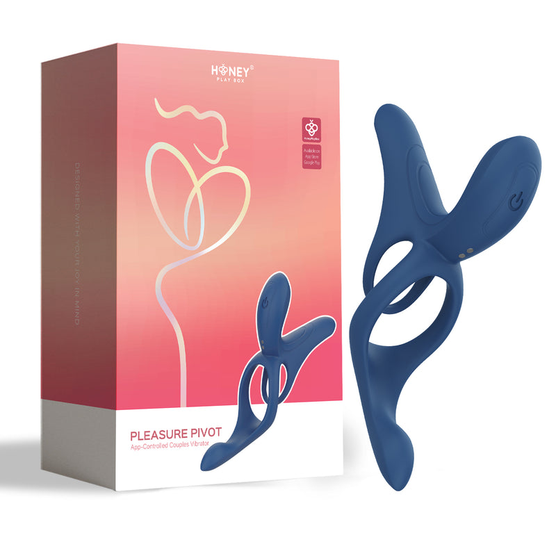 Honey Play Box Pleasure Pivot - App Controlled - Couples Vibrator - Navy Blue