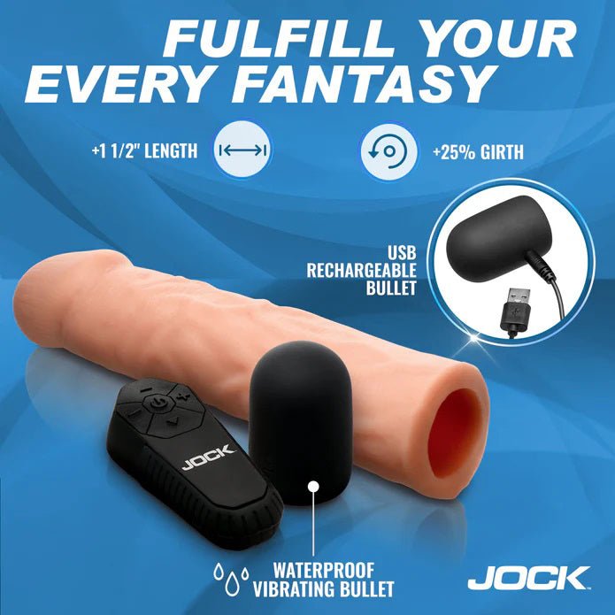 Curve Toys Jock Vibrating Penis Extension with Remote - Light