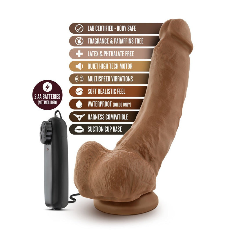 Coverboy The Boxer Realistic Mocha 9-Inch Long Remote Control Vibrating Dildo With Suction Cup Base