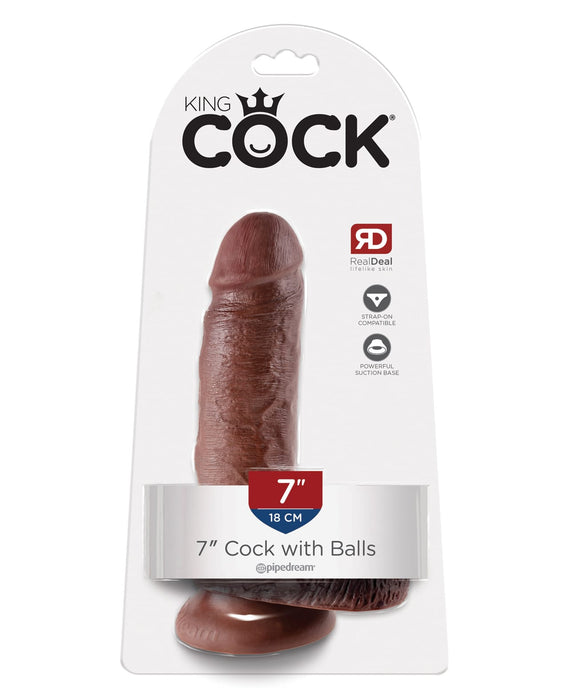 King Cock 7" Cock With Balls – Brown