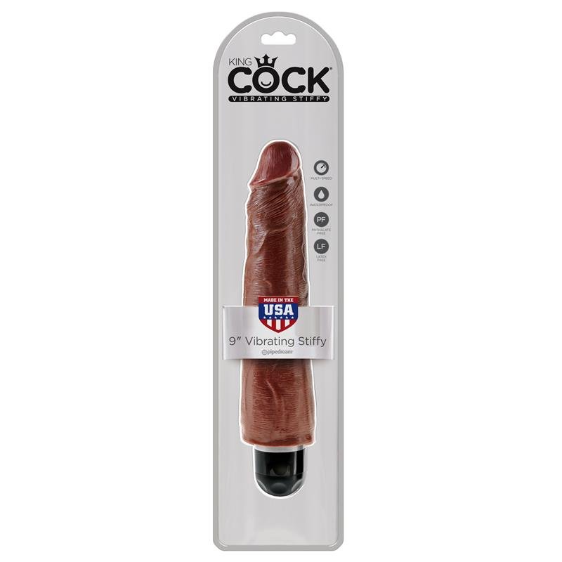 King Cock 9" Vibrating Stiffy - Brown