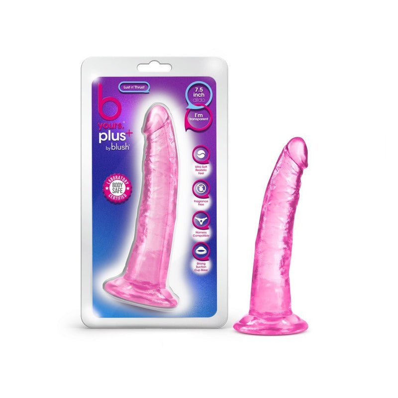 B Yours Plus Lust Thrust Realistic G-Spot Pink 7.5-Inch Long Dildo With Suction Cup Base