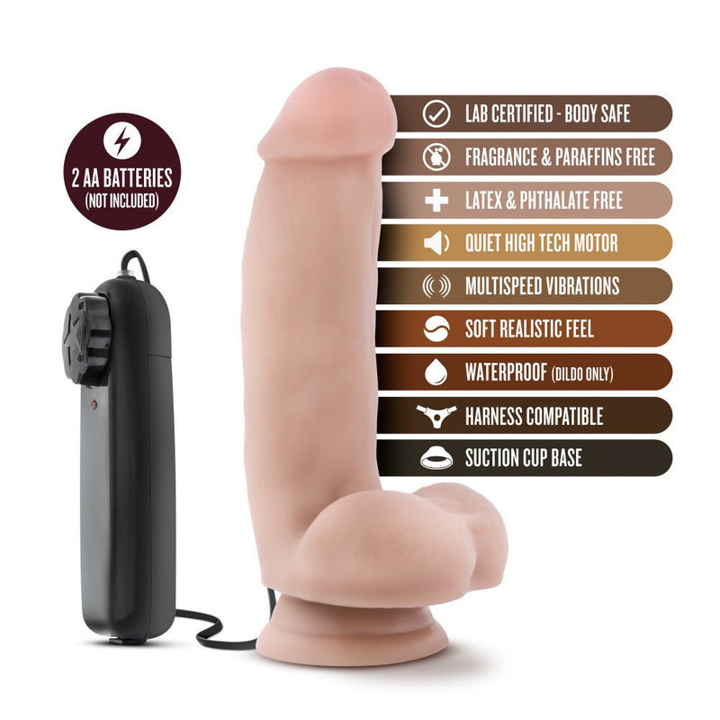 Coverboy The Quarterback Realistic Vanilla 7-Inch Long Remote Control Vibrating Dildo With Suction Cup Base