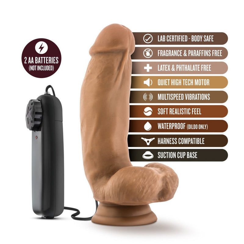Coverboy MMA Fighter Realistic Mocha 7-Inch Long Remote Control Vibrating Dildo With Suction Cup Base