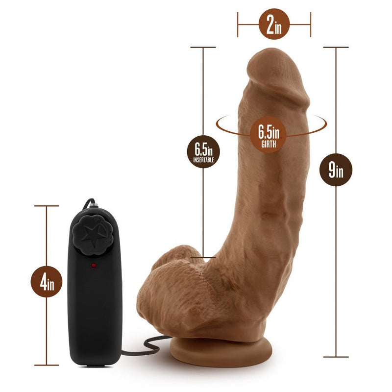 Coverboy The Boxer Realistic Mocha 9-Inch Long Remote Control Vibrating Dildo With Suction Cup Base