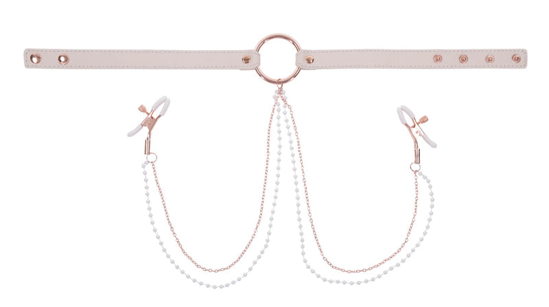 Sportsheets Peaches N Creame Collar With Nipple Clamps - Pink