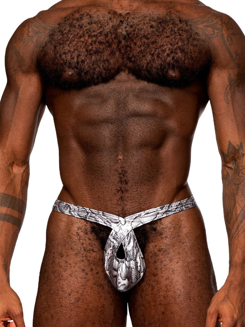 Male Power Snaked - Criss Cross Thong - Large/x-Large - Silver/black