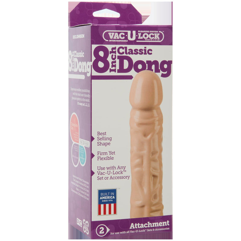 Doc Johnson Vac-U-Lock 8 Inch Classic Dong - White