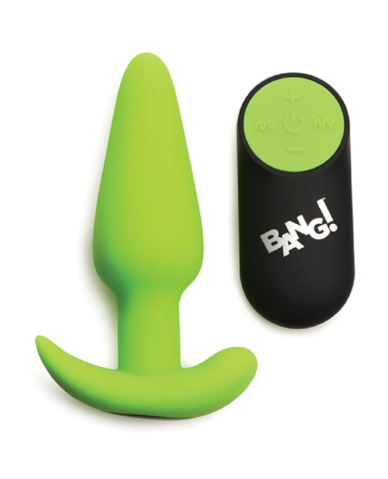 XR Brands Glow in the Dark Butt Plug With Remote - Green