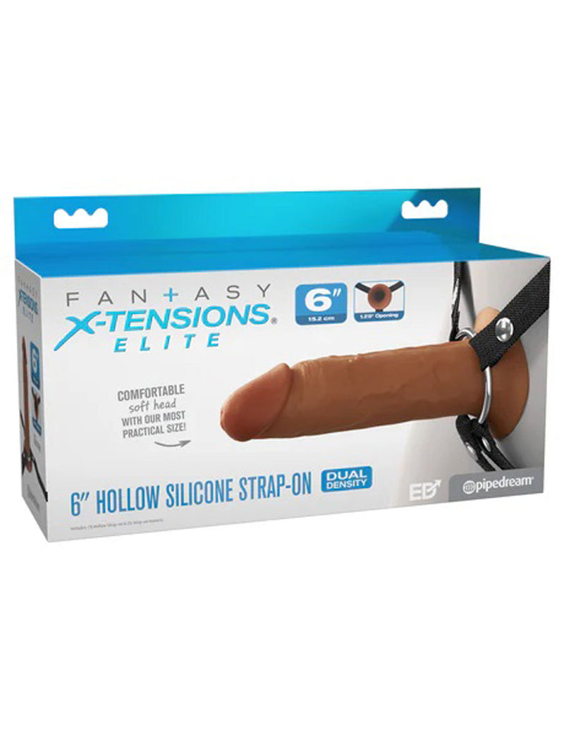 Pipedream Fantasy X-Tensions Elite 6" Silicone Hollow Strap Dual Density Brown