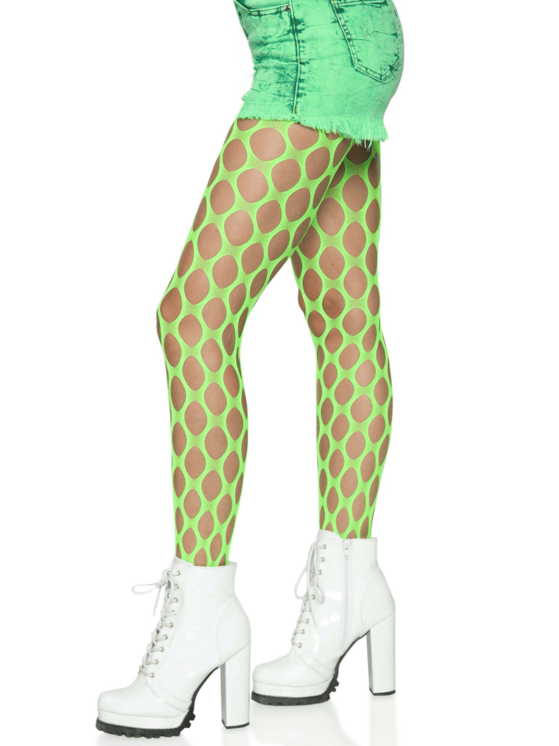 Leg Avenue Jumbo Pothole Net Tights - Neon Green - One Size