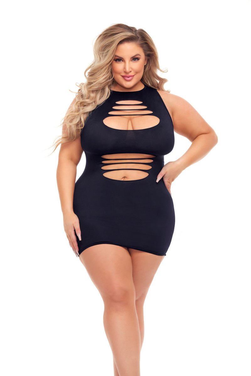 Pink Lipstick Can't Commit Dress - Queen Size - Black