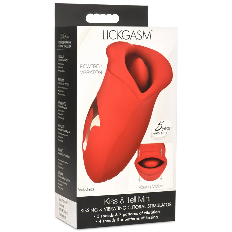 XR Brands Lickgasm Kiss and Tell Mini Kissing and Vibrating Clitoral Stimulator - Red