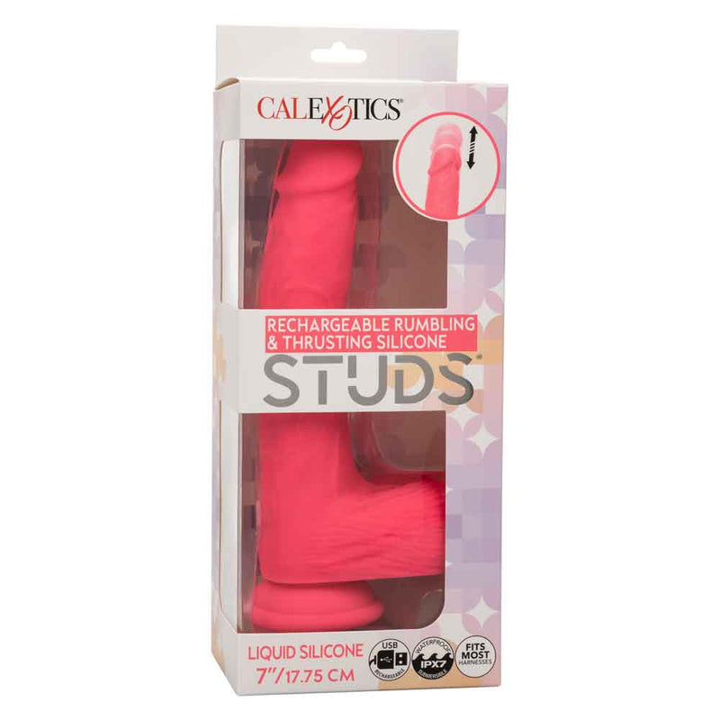 CalExotics Rechargeable Rumbling and Thrusting Silicone Studs - Pink