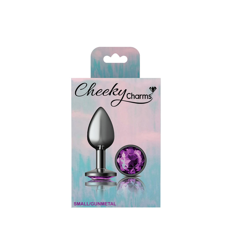 Viben Purple Round Gem Gunmetal Metal Plug - Sm