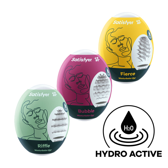 Satisfyer 3 Piece Set Masturbator Egg - Riffle - Bubble - Fierce - Stroker Masturbator - Mini Stroker