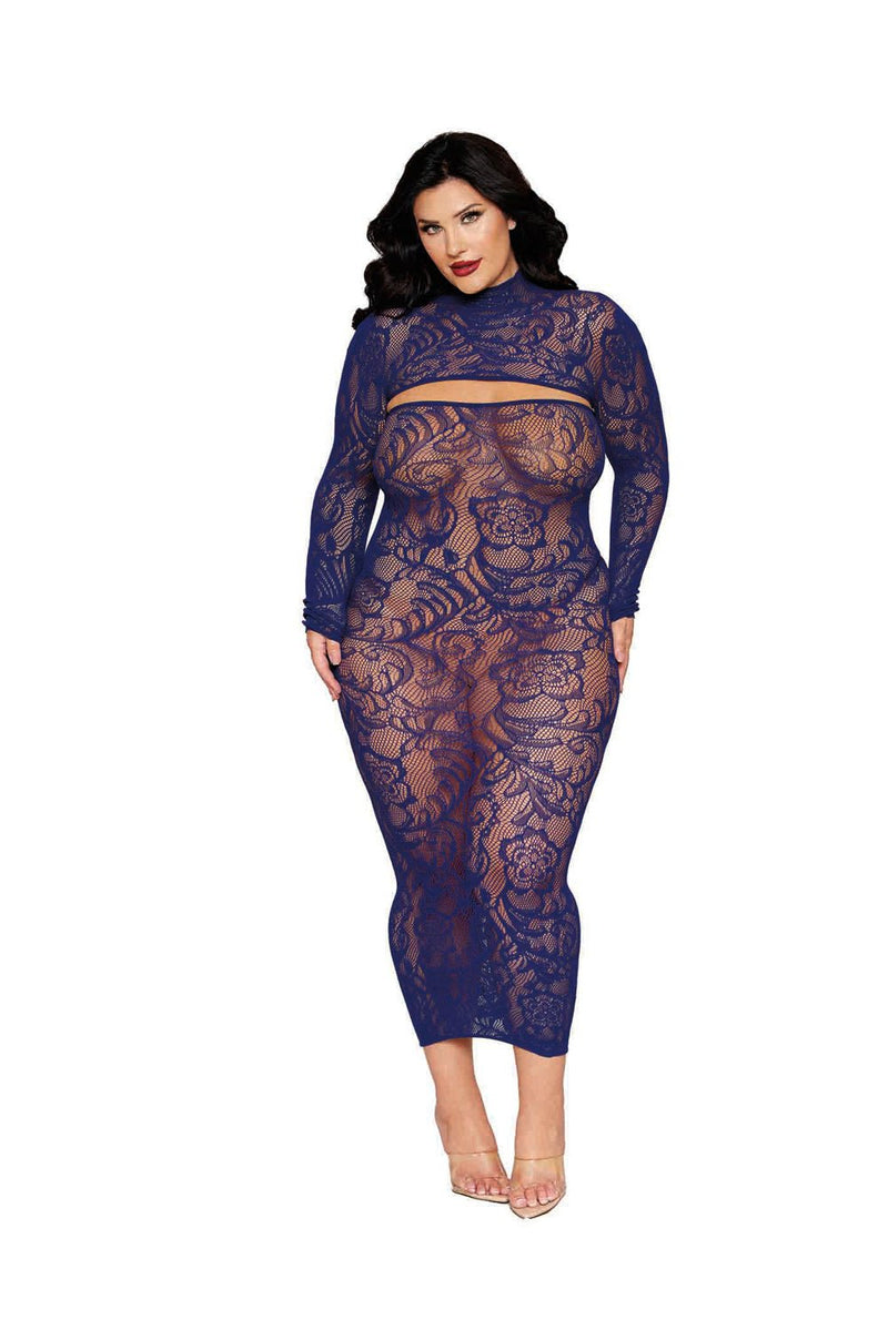Dreamgirl Bodystocking Gown and Shrug Dmnd - Queen - Eclipse