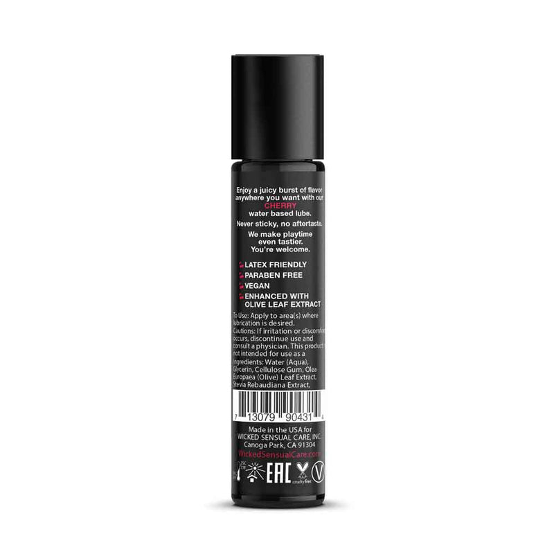 Wicked Sensual Care Aqua Cherry Flavored Water Based Intimate Lubricant - 1 Fl. Oz.