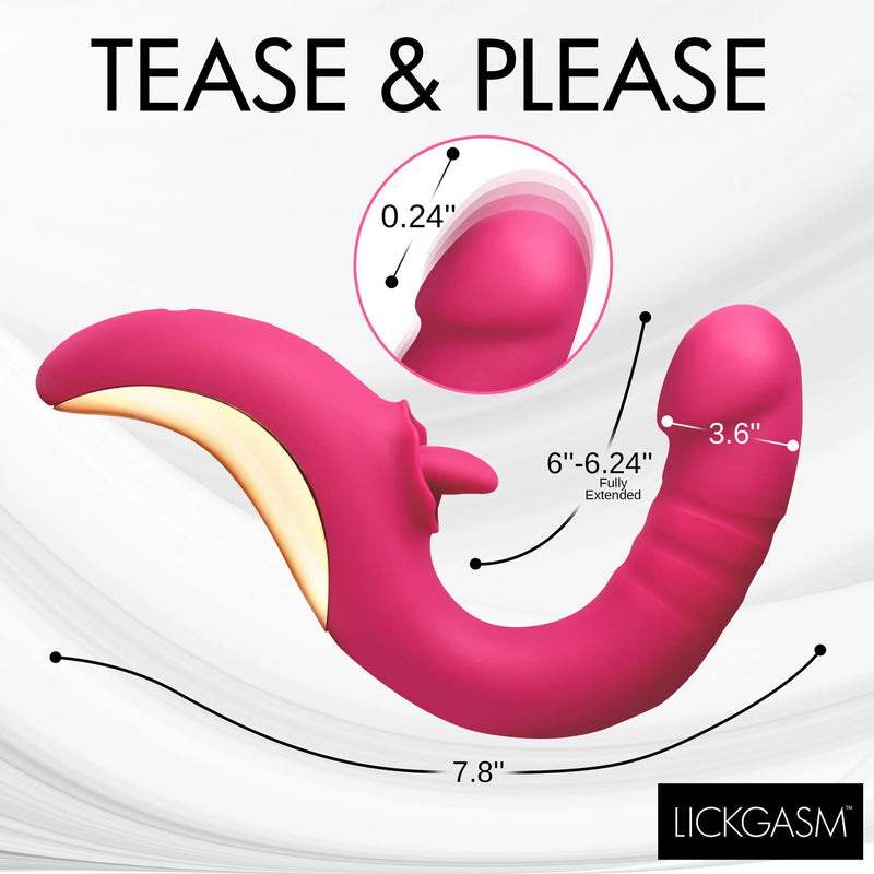XR Brands Tease and Please Thrusting and Licking Vibrator - Fuchsia