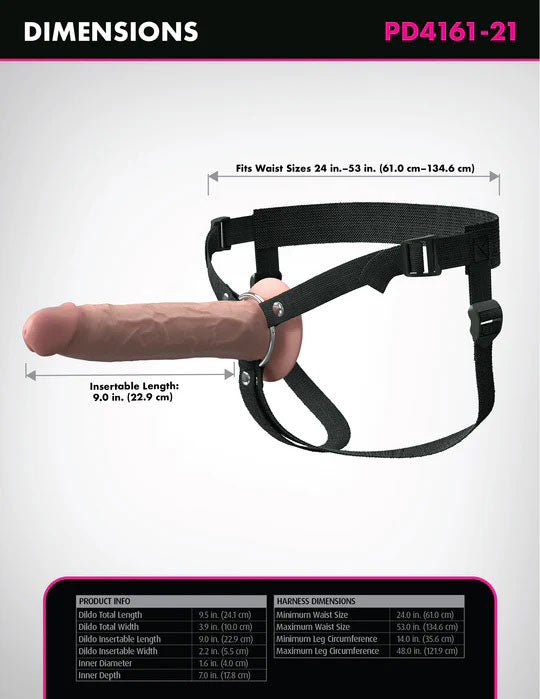 Pipedream Fantasy X-Tensions Elite 9" Silicone Hollow Strap on - Light