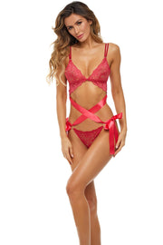 "Love Status Lace 2 Pc Bra Set - Small/medium - Red RR-53041REDSM"