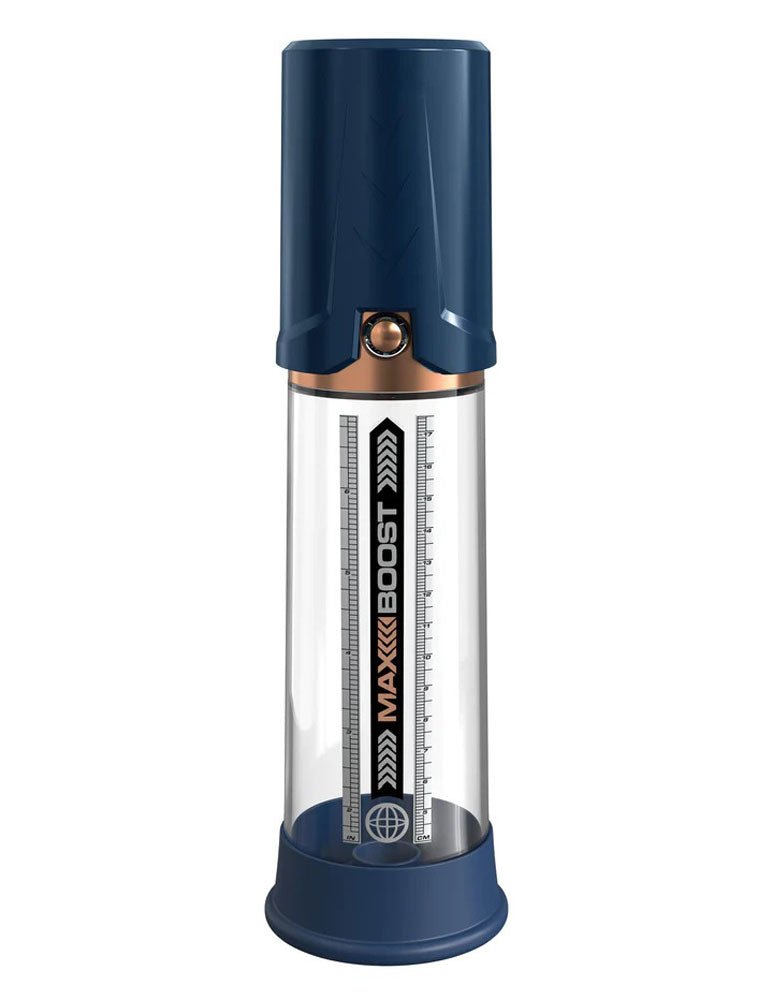 Pipedream Pump Worx Max Boost - Blue/Clear - Penis Pump - With Pump Action Handle