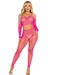 "Rhinestone Fishnet Crop Top and Footless Tights O/s - Neon Pink LA-89354PNKOS"