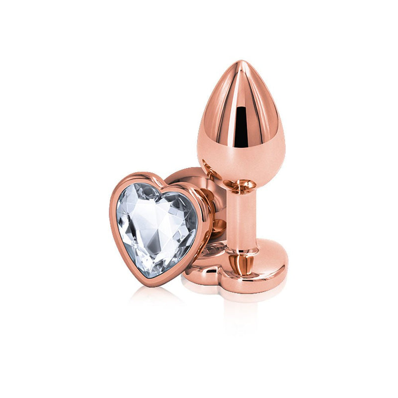 nsnovelties Rear Assets - Rose Gold Heart - Small - Clear