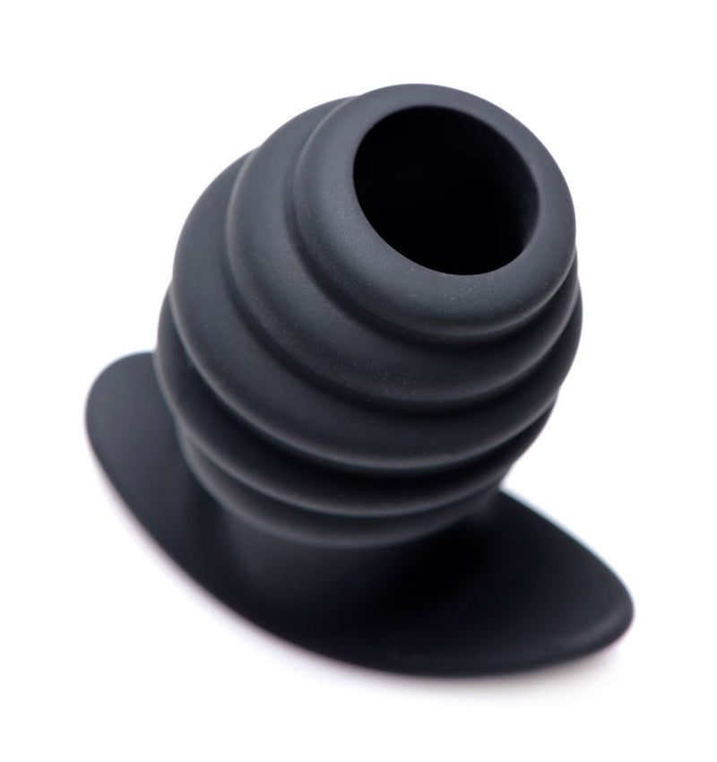 XR Brands Hive Ass Tunnel Silicone Ribbed Hollow Anal Plug - Medium