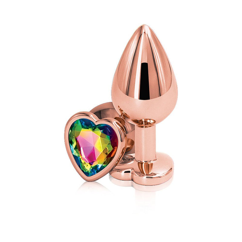 nsnovelties Rear Assets - Rose Gold Heart - Medium - Rainbow
