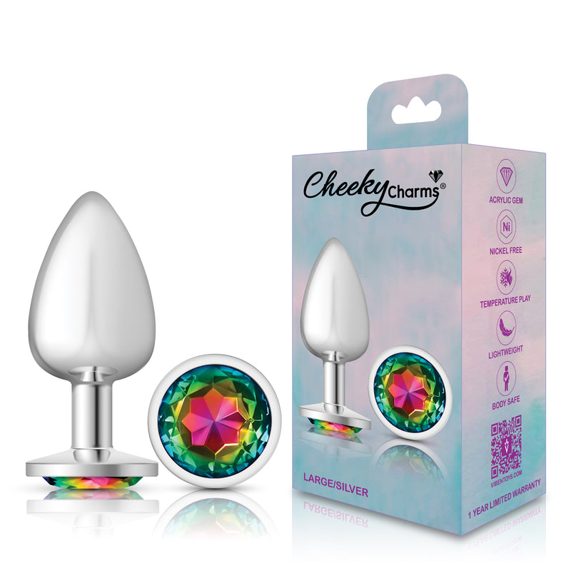 Viben Rainbow Round Gem Silver Metal Plug - Lg