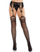 "Black Rhinestone Lace Top Fishnet Stockings With - Gartner Belt - Os LA-1602BLKOS"