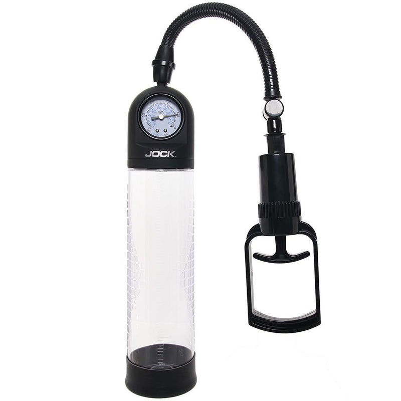 Curve Toys Pump Up Gauge Penis Pump With Pull Rod - Clear