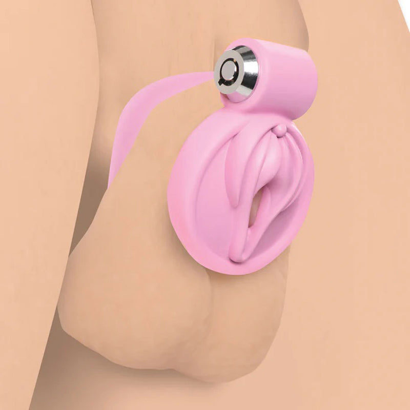XR Brands Pussification Vulva Chastity Cage - Pink