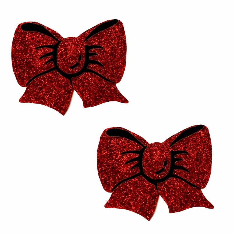 Neva Nude Ravish Me Red Glitter Bow Nipple Cover Pasties